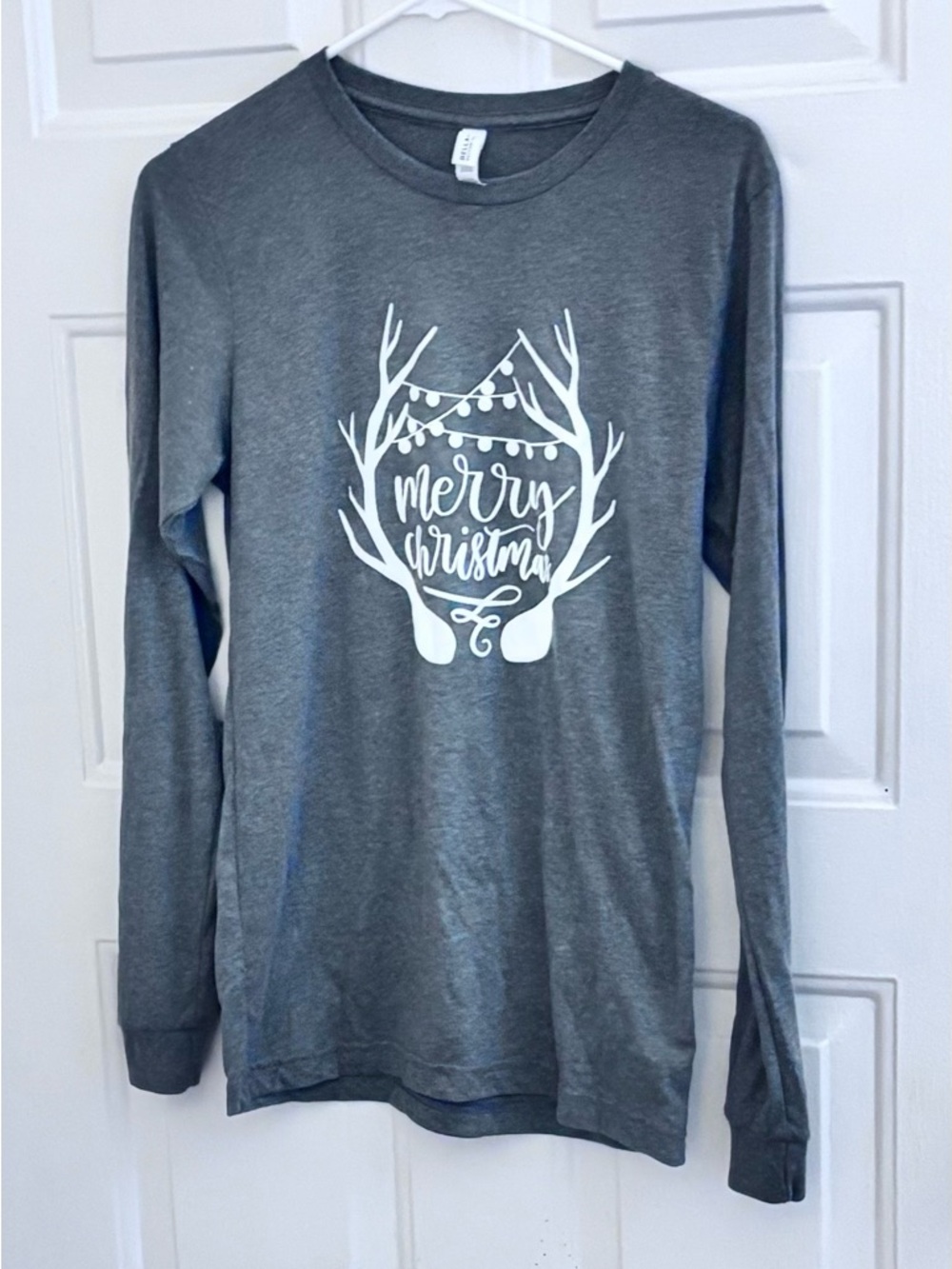Bella Canvas Gray Long Sleeve Merry Christmas Graphic Tee